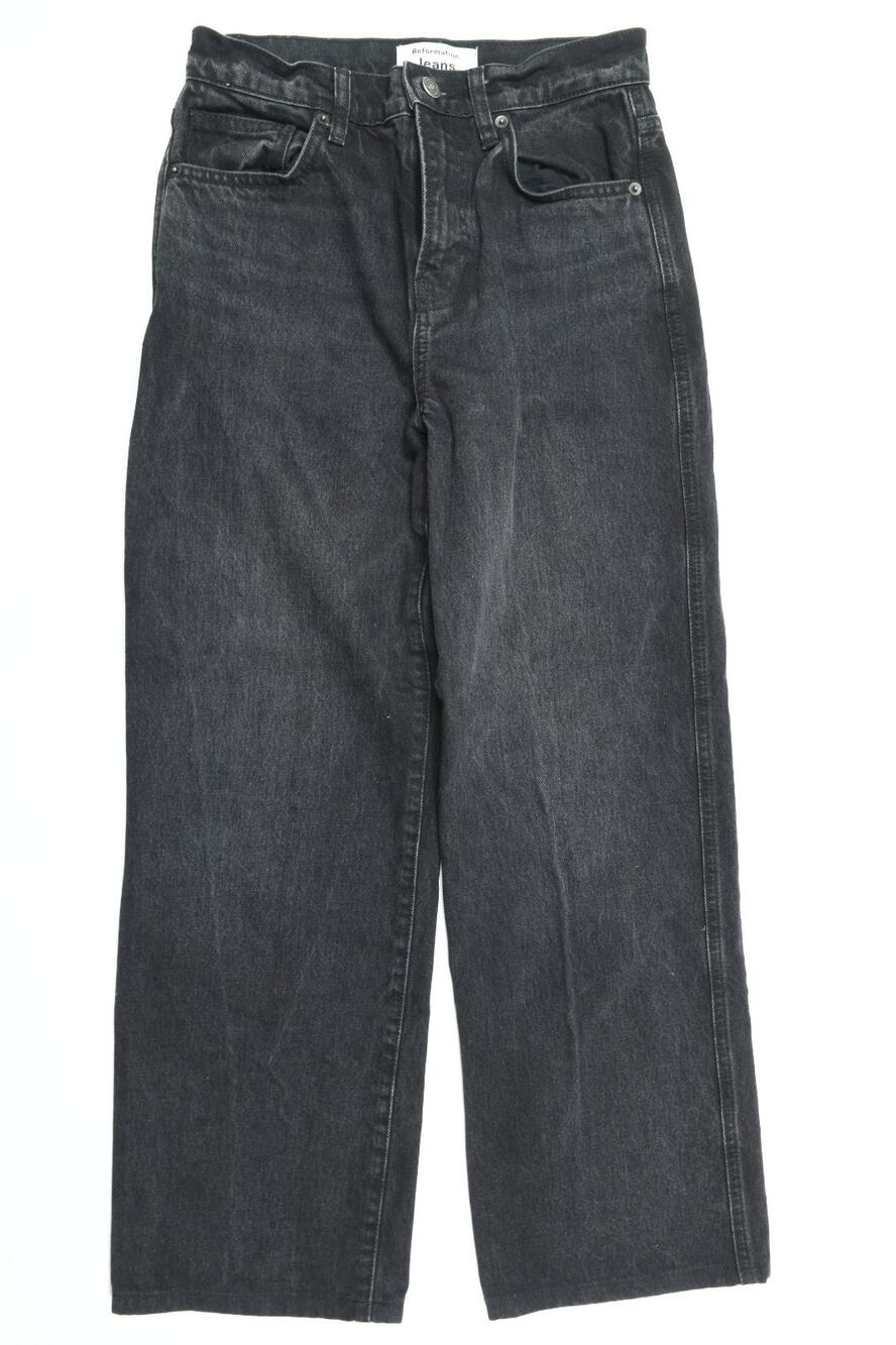 Reformation Val 90s MId Rise Straight Leg Jeans Womens 24 Black Stretch Denim